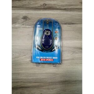 NIP COBY CX-8‎ Blue Mini AM FM Pocket Radio with Speaker and Earphones